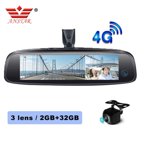Автомобильный видеорегистратор ANSTAR ADAS, 4G, Android, зеркало заднего вида с 2 + 32 ГБ, 3-канальная камера FHD 1080P, видеорегистратор с поддержкой Gar ► Фото 1/6