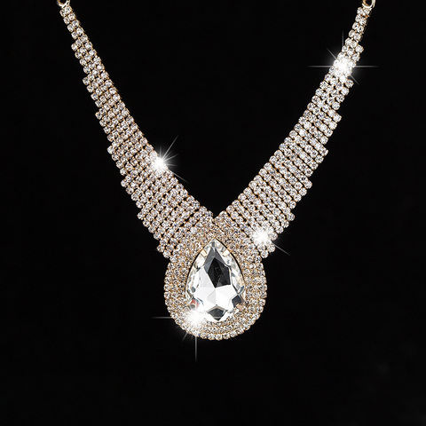 Женское Ожерелье с кристаллами, со сверкающими кристаллами, # N005 ► Фото 1/6