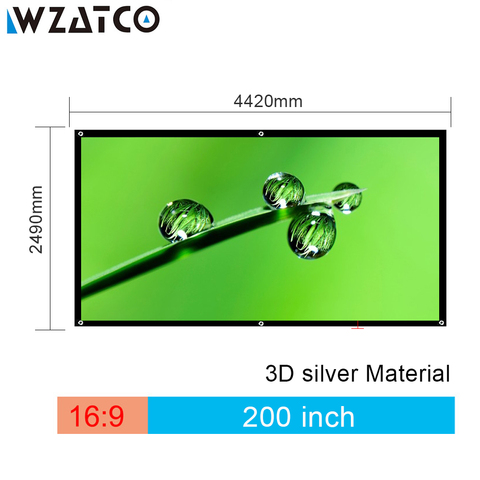 Складной 3D-экран WZATCO, 3D-экран 150 дюйма, 180 дюйма, 200 дюйма, 250 дюйма, 300 дюйма, 16:9, серебристый, Простой Большой размер, ткань для проектора XGIMI H2 H1 ► Фото 1/6