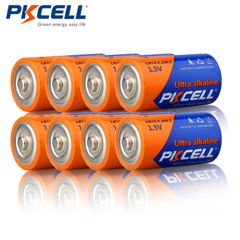 8 шт./лот PKCELL C LR14 батарея AM2 CMN1400 E93 супер щелочные батареи 1,5 В для детектора дыма светодиодные индикаторы Беспроводная Бритва ► Фото 1/6