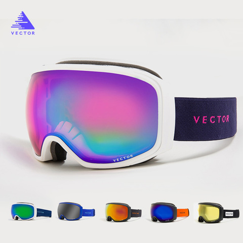 Векторные брендовые лыжные очки для мужчин и женщин, мужские противотуманные очки UV400 для катания на лыжах и сноуборде, сферическая большая ... ► Фото 1/6