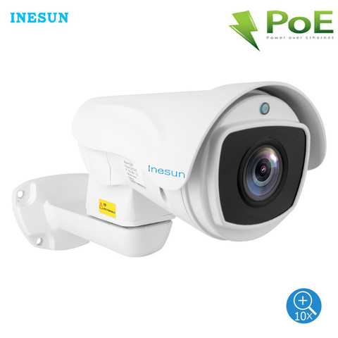 Inesun внешняя PoE PTZ IP камера, 2-мегапиксельная/5-мегапиксельная супер HD 2560x1920P 10x оптический зум PTZ камера, водонепроницаемый 330-футовый лазер, ИК Н... ► Фото 1/6