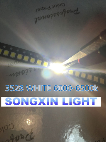 100 шт./лот 1210 Белый 3528 SMD светодиодный яркий белый светоизлучающие диоды 5000-7000k 6-7lm 2000-2200mcd 2,8-3,6 v 3528 холодный белый ► Фото 1/4