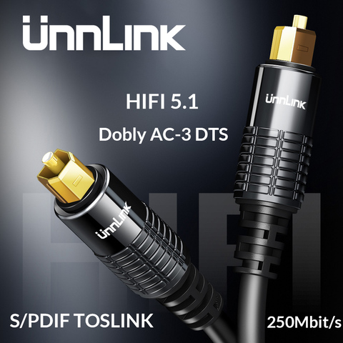 Оптический кабель Unnlink SPDIF Toslink, аудиокабель 3 м, 5 м, 8 м, 10 м, HIFI 5,1, волокно для ТВ-бокса, PS4, динамик, провод, звуковая панель, усилитель, сабвуфер ► Фото 1/6