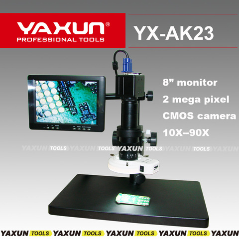 Цифровой микроскоп YAXUN с ЖК-экраном 8 дюймов, 2-мегапиксельная CMOS-камера, выход VGA, 10X--90X ► Фото 1/5