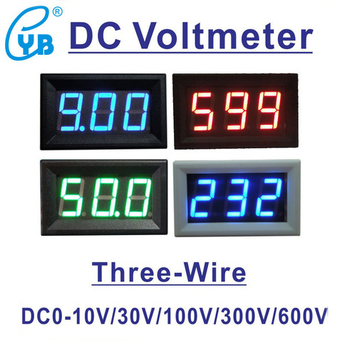 Индикатор напряжения 0-10 В постоянного тока 0-30 в 0-100 в 0-300 в 0-600 в светодиодный цифровой измеритель напряжения вольтметр панельный измеритель вольтметра черный Whi ► Фото 1/6