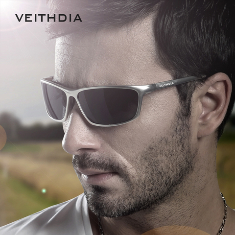 Мужские солнцезащитные очки VEITHDIA, дизайнерские алюминиевые очки с синими зеркальными поляризационными стеклами, модель 6520, 2022 ► Фото 1/6