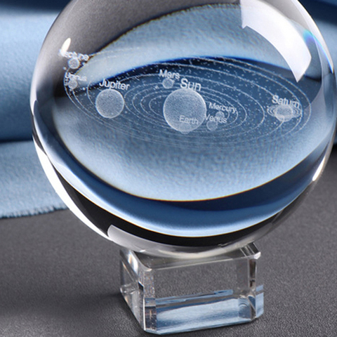 6 см Лазерная скульптура трехмерной сферической микропланеты, модель солнечной системы, сферический стеклянный шар, домашний декор ► Фото 1/6
