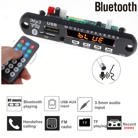 С микрофоном Handsfree Car Kit Bluetooth MP3 плеер декодер плата автомобильный FM радио модуль FM TF USB AUX аудио адаптер беспроводной ► Фото 1/6