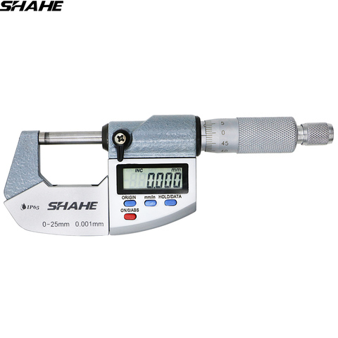 Цифровой микрометр SHAHE IP65, 0,001 мм, электронный цифровой внешний микрометр 0-25 мм ► Фото 1/6