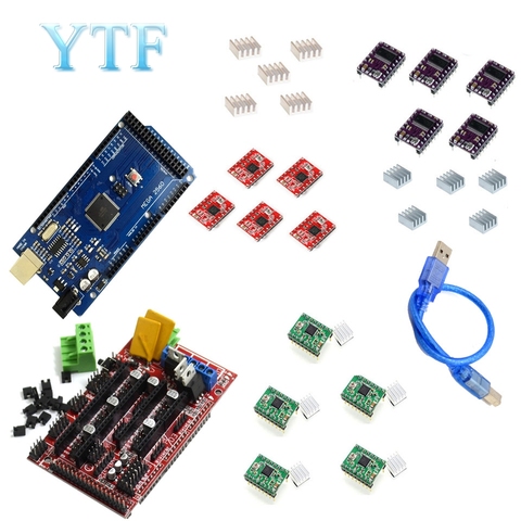 Mega 2560 R3 1 шт. RAMPS 1,4 панель управления 5 шт. DRV8825 или A4988 шаговый двигатель привод части 3D принтера ► Фото 1/5