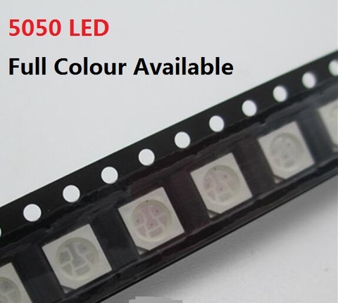 Бесплатная доставка, 100 шт. 5050 SMD LED красный, желтый, зеленый, белый, синий, оранжевый переливающийся светильник RGB, излучающий диод, супер ярки... ► Фото 1/1