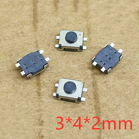 Тактовый коммутатор 20 шт./лот 3*4*2 SMD 4-контактный мини-микро/кнопочный переключатель 3x4x2 микропереключатель ► Фото 1/1