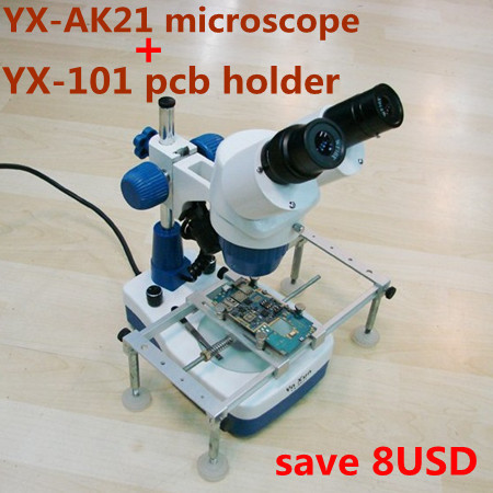 20x-40x Stereo binocular Microscope for cell phone Mobile Phone Repair with Top and Bottom LED light YAXUN AK21 with PCB STAND ► Фото 1/4