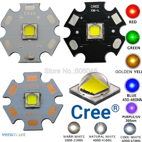 Светодиодный фонарик CREE XML2 с диодом T6, 10 Вт, белый, нейтральный, теплый, белый, чип 5050, красный, зеленый, синий, УФ-желтый, мощный светодиодный и... ► Фото 1/6