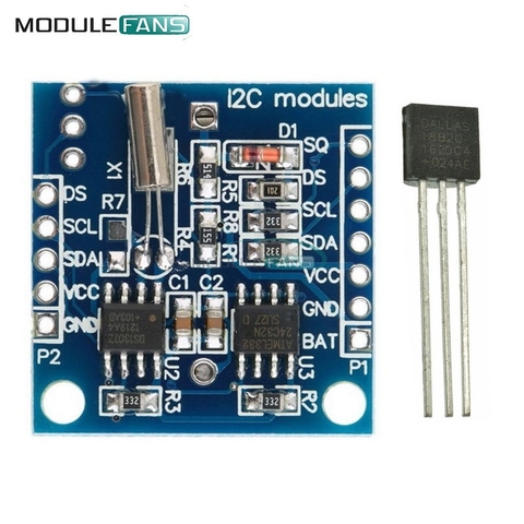 Модуль датчика температуры DS18B20 + модуль часов I2C IIC RTC DS1307 AT24C32 в режиме реального времени для Arduino AVR ARM PIC UNO ► Фото 1/6