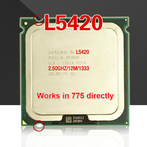 Процессор lntel Xeon L5420, 2,5 ГГц, 12 м, 1333 МГц, процессор, равный Core 2 Quad Q9300, работает на материнской плате LGA775 ► Фото 1/4