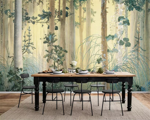 3d обои для гостиной, прикроватный столик, роспись вручную, лес, цветок, картина маслом, 3d ► Фото 1/3