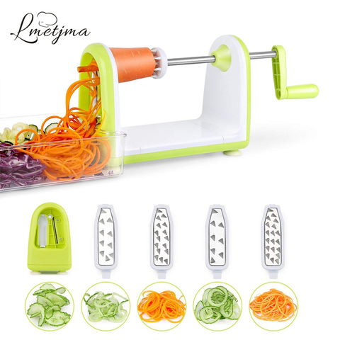 LMETJMA Spiralizer овощерезка из нержавеющей стали, овощерезка, шредер, лапша из цуккини, спагетти, Spiralizer KC0089 ► Фото 1/6