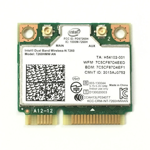 Двухдиапазонная беспроводная карта N 7260HMWAN 7260 7260hmw, Wi-Fi Bluetooth 4,0 для Intel miniPCI-E 300 Мбит/с, Wi-Fi 2,4G ► Фото 1/4