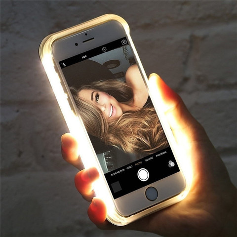 Роскошный светящийся чехол для телефона iPhone 6, 6s, 7, 8 Plus, 11 X, Xr, Xs Max, светящийся чехол для селфи, светящийся чехол для iPhone 5, чехол для телефона ► Фото 1/6