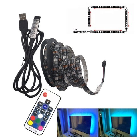 USB Светодиодная лента 5050 RGB Гибкая Светодиодная лампа DC5V RGB цветная сменная подсветка для телевизора ► Фото 1/6