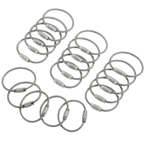 10 шт. 1,5/2 мм EDC брелок, веревка из нержавеющей стали, провод, кабель, винт, устройство блокировки, кольцо, брелок, круг, лагерь, набор ручных инс... ► Фото 1/6