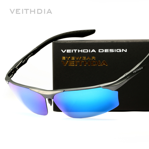 Мужские зеркальные солнцезащитные очки VEITHDIA, из алюминиево-магниевого сплава с поляризационными стеклами, модель 6576, ► Фото 1/6
