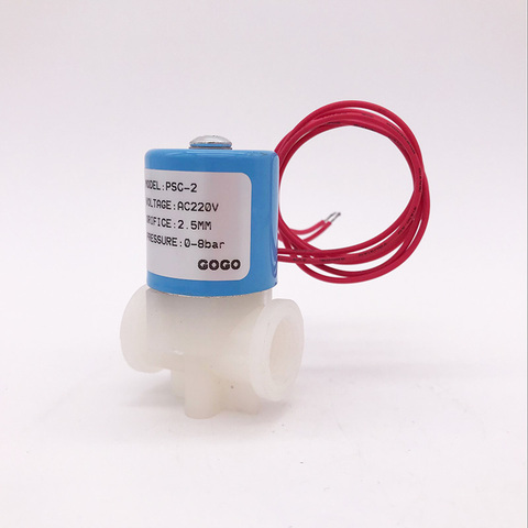 Высококачественный двухсторонний пластиковый микро-электромагнитный клапан GOGO, диспенсер для воды 1/4 дюйма, BSP 220 В, контроль потока переменного тока для очистителя воды, RO-машина ► Фото 1/6