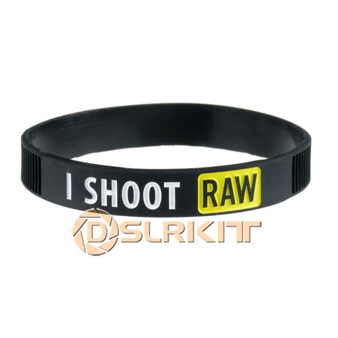 Желтый силиконовый браслет с надписью I SHOOT RAW, браслет для фотографа ► Фото 1/2
