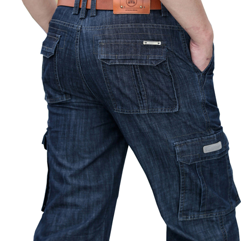 Мужские джинсы-карго Vomint, классические свободные брюки из денима в стиле милитари, с множеством карманов, модель 38, 40, 42, V7A1J012, 2022 ► Фото 1/6