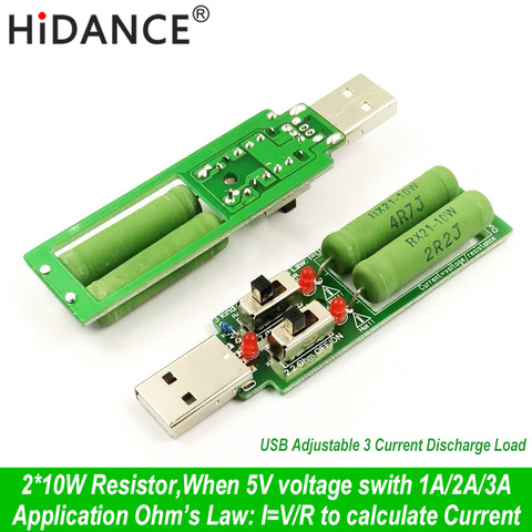 USB резистор электронная нагрузка постоянного тока с переключателем регулируемый 3 тока 5V1A/2A/3A тестер емкости аккумулятора Тестер сопротивл... ► Фото 1/5
