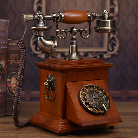Старинный телефон из массива дерева в старинном стиле старомодный вращающийся телефон с номерной табличкой 117A ► Фото 1/2