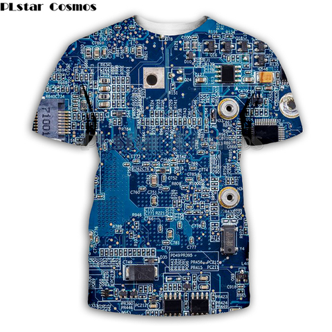 Футболка PLstar Cosmos с электронным чипом в стиле хип-хоп, Мужская/женская футболка с 3D-принтом машинки, летний топ с коротким рукавом в стиле Хар... ► Фото 1/6