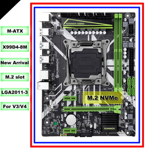 Материнская плата HUANANZHI M ATX X99 для всех LGA2011-3 процессоров, таких как 2680 V4/V3 M.2 NVMe Слот 2 * DDR4 4 * USB3.0 4 * SATA3.0 порты ► Фото 1/6