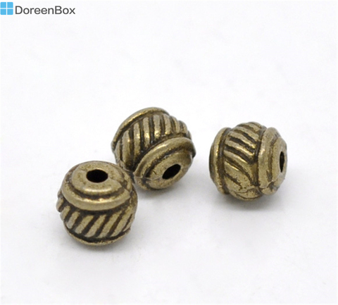 Doreen Box hot- 100 бронзовых тонов полосатых бусин-разделителей 6х5 мм (B13723) ► Фото 1/1