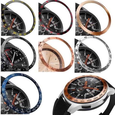 Стальное кольцо для Samsung Galaxy Watch 42 мм/46 мм/Gear S3 Frontier, клейкое металлическое покрытие против царапин, аксессуары для умных часов ► Фото 1/6