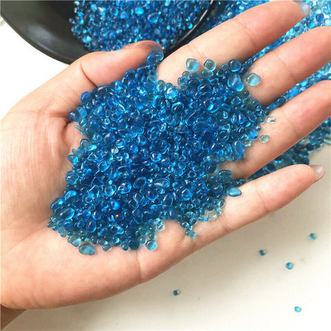 Оптовая продажа 50 г 2-5 мм K5 морской синий стеклянный гравий глазурь камень рок полированный аквариум с лечебным действием, образцы кристаллов ► Фото 1/5