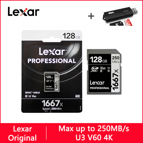 Lexar 1667X sd-карта 128 Гб 64 Гб 256 Гб класс 10 U3 V60 карта памяти 64 128 ГБ 250 Мб флэш-карта памяти SD карта памяти для камеры SDXC SDHC ► Фото 1/1
