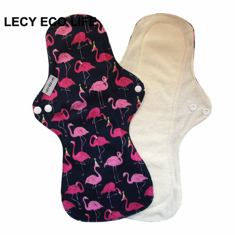 Lecy Eco Life, 1 шт., 13 дюймов, с рисунком фламинго, для большого потока, дышащие тканевые прокладки для женщин ► Фото 1/6
