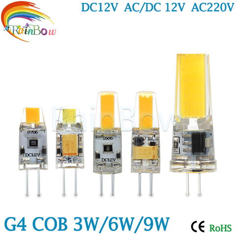 Светодиодный COB светильник G4 G9, 3 Вт, 6 Вт, 9 Вт, постоянный ток/переменный ток, 12 В, 220 В, светодиодный G4, G9, COB светильник, диммируемая люстра, светильник s, сменные галогеновые лампы G4, G9 ► Фото 1/6