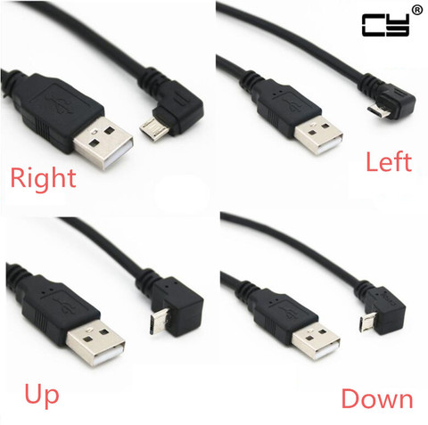 Вверх вниз левый правый угловой 90 градусов USB Micro USB штекер к USB штекер зарядный кабель для передачи данных 25 см 50 см для планшета 5 футов 1 м 3 м 5... ► Фото 1/1