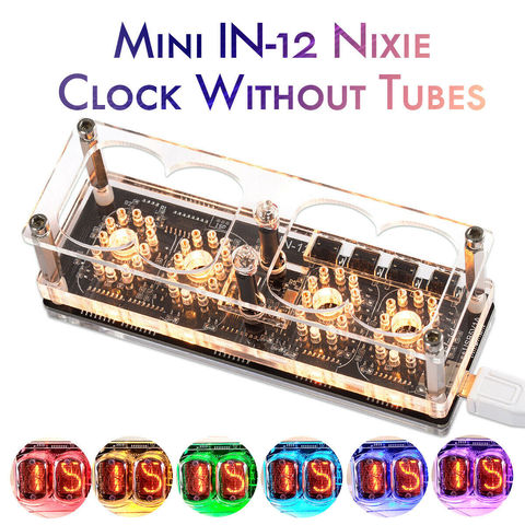 Nobsound Mini 5V цифровые часы Nixie, без трубок, светодиодный, винтажные ► Фото 1/6