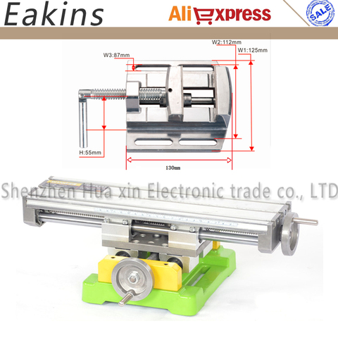 Точный многофункциональный фрезерный станок с двумя слотами, настольные тиски для сверления, рабочий стол X Y, координатный стол + 2,5 дюйма, т... ► Фото 1/4