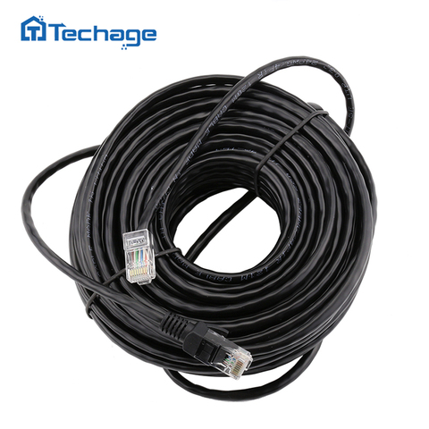 Сетевой кабель Techage 10 м, 20 м, 30 м, 50 м, cat5, RJ45, водонепроницаемый кабель LAN для наружного использования, для систем видеонаблюдения, POE, IP ► Фото 1/2