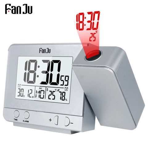 Будильник с проектором FanJu FJ3531, цифровые настольные часы с ЖК-дисплеем, датой, подсветкой, функцией повтора и проекцией времени ► Фото 1/6