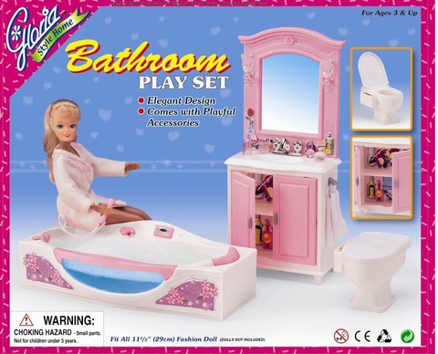 Оригинальная ванна для куклы Барби, аксессуары для умывальника, ванная комната, ванна, туалет, ванная комната, мебель для Барби, набор 1/6 bjd ку... ► Фото 1/1