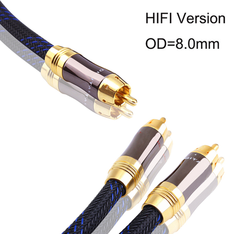 Кабель-адаптер Hi-Fi 0,5 м, 1 м, 1,5 м, 2 м, 3 м, 5 м, RCA Y, кабель для сабвуфера Y, 1 дюйм-2 дюйма, аудиокабель 1 rca-2 rca ► Фото 1/6