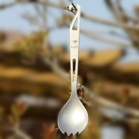 Keith Titanium Spork многофункциональные портативные столовые приборы для кемпинга на открытом воздухе сверхсветильник 15 г KT311 ► Фото 1/1