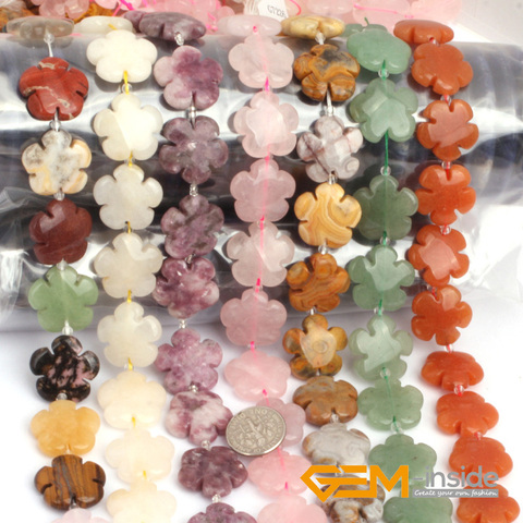 Натуральный Камень 20 мм свободные разделительные аксессуары цветок бусины для изготовления ювелирных изделий Strand 15 